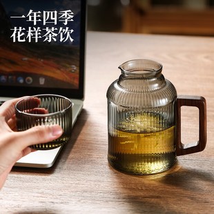 玻璃泡茶杯办公室个人喝水杯子男女士大容量小暖壶家用带把手