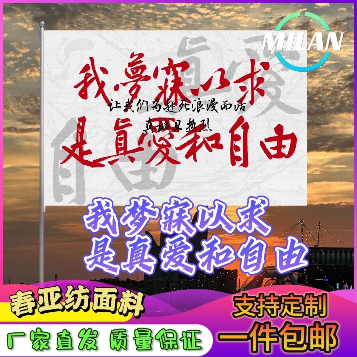 我梦寐以求是真爱和自由应援旗登山大旗音乐节演唱会周边旗帜定制