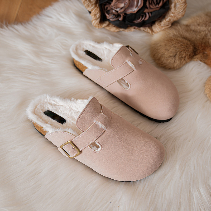 【交个朋友】加绒包头棉拖鞋秋冬款外穿毛毛半拖鞋女