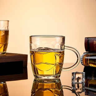 网红商用大容量菠萝杯 玻璃杯啤酒杯扎啤杯带把手家用喝水杯子套装