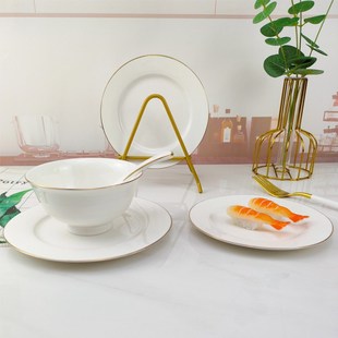 骨碟家用陶瓷吐骨碟吐骨头盘碟渣盘餐桌垃圾盘金边小碟子盘子餐碟