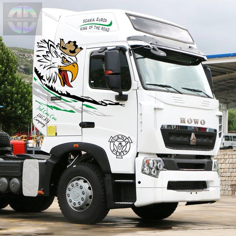 豪沃t7h车贴 howo牵引车大货车重卡车身贴神鹰头拉花贴纸