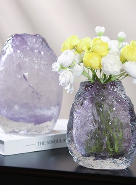 艺术琉璃紫色花瓶现代客厅茶几电视柜玄关水培花器装饰