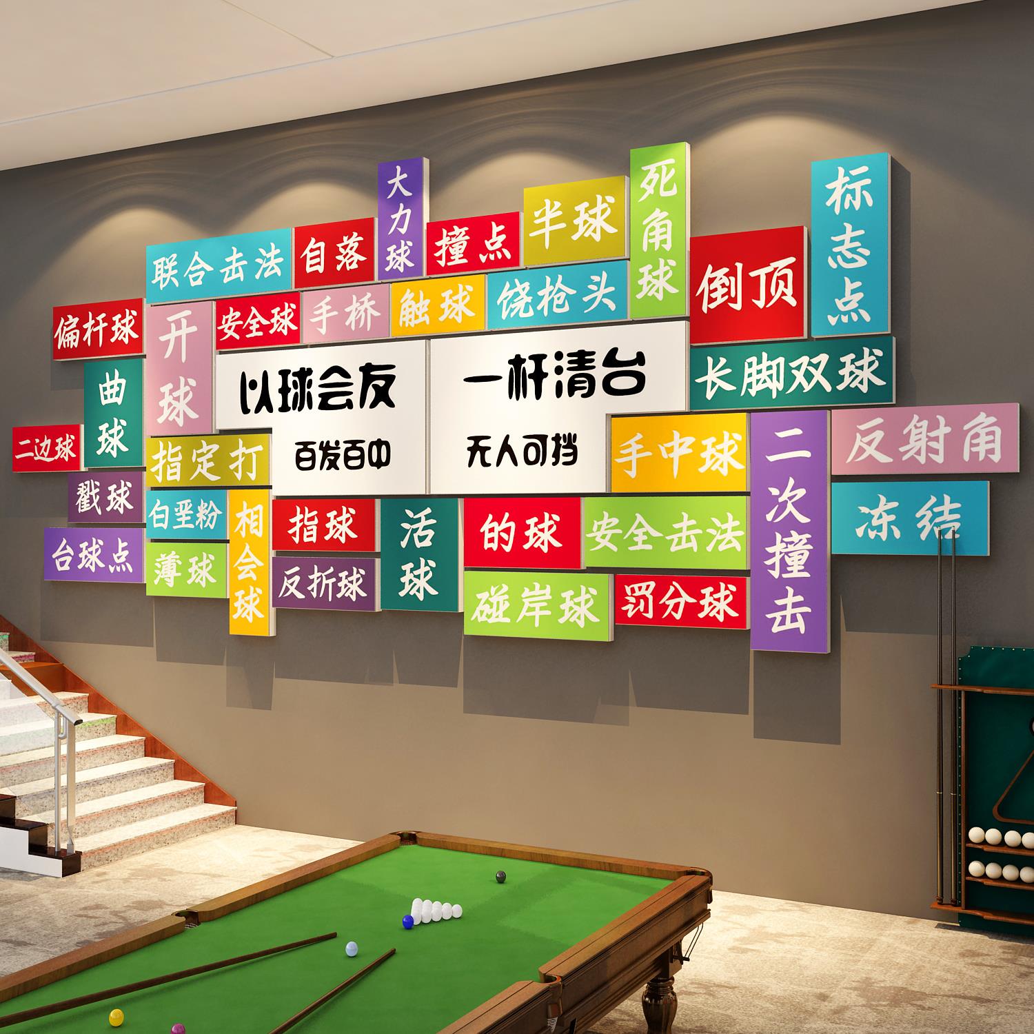 网红桌台球室厅墙面装饰修用品大全文化海报贴纸壁挂画摆件标语贴