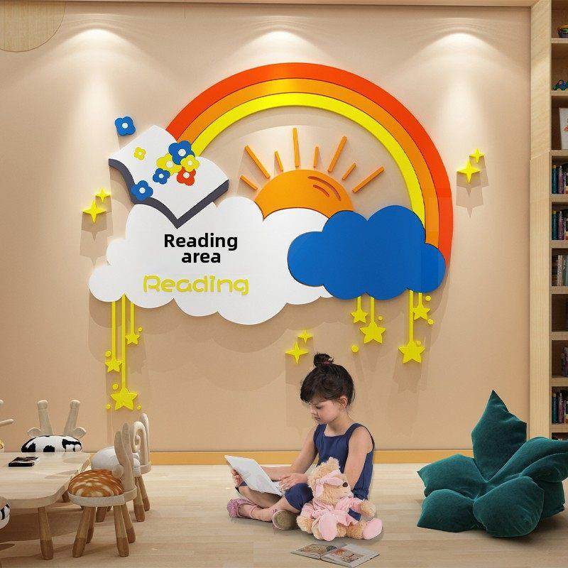 绘本图书馆装饰阅读书角布置幼儿园环境创作儿童阅读区班级文化背,家居饰品,文化墙贴,淘宝优惠券,粉丝福利购,淘宝优惠卷