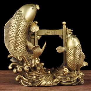 鲤鱼跃龙门铜鱼摆件风水工艺品家居客厅年年有余装饰品乔迁礼品