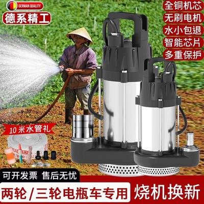 潜水泵全铜无刷切割直流排污水泵12V24V48V60V72V大流量高扬程