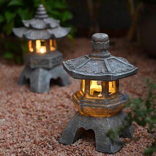 太阳能石塔灯中式彷石小宫灯庭院装饰花园艺景观户外落地造景摆件