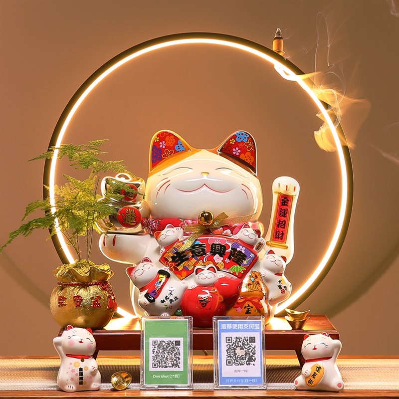 招财猫摆件创意特大号店铺收银台自动摇手发O财猫家居装饰开业送