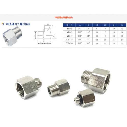 外M5转内G1/8转接头内外RC1/8对接直通M10*1变G1/4内外接3/8-1/2