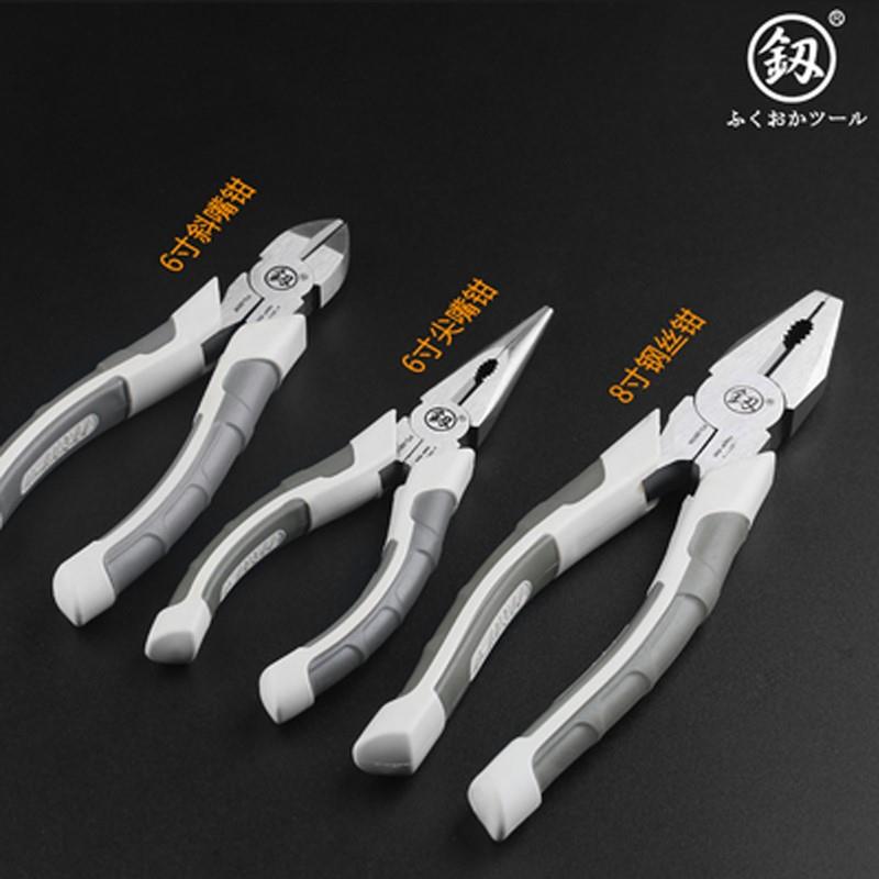 家用工业级多功能虎头电工具专用铁老虎钳子钢丝钳套装剪胶把大力