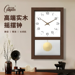 康巴丝复古挂钟家用客厅日式 复古中古摇摆实木石英钟 挂墙时钟老式