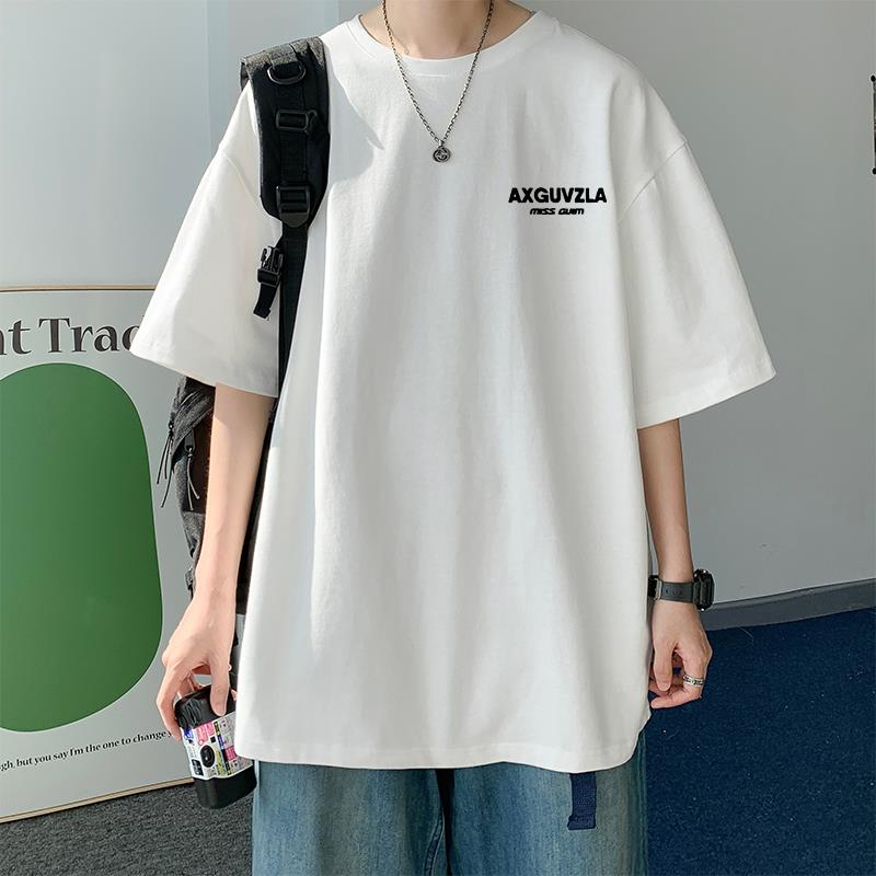 短袖男士夏季t恤2025新款美式高街宽松休闲纯棉半袖少年感体恤衫