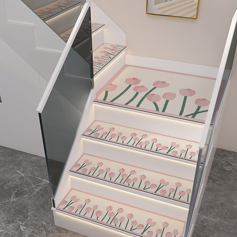 楼梯踏步垫新风皮绒防滑防污自粘免胶水洗易洗家用满铺