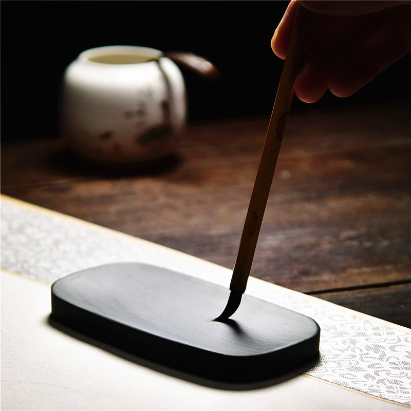 非遗天然原石老坑水波纹精品文房四宝初学者学生练习中小楷书画墨