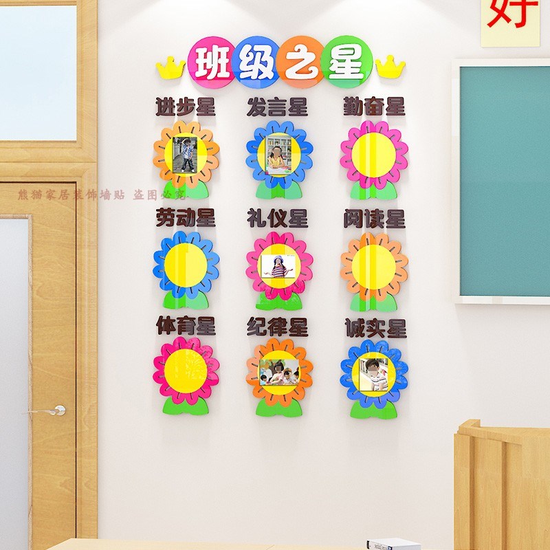 每周班级之星墙贴开学班级布置教室装饰幼儿园照片墙小学校文化墙