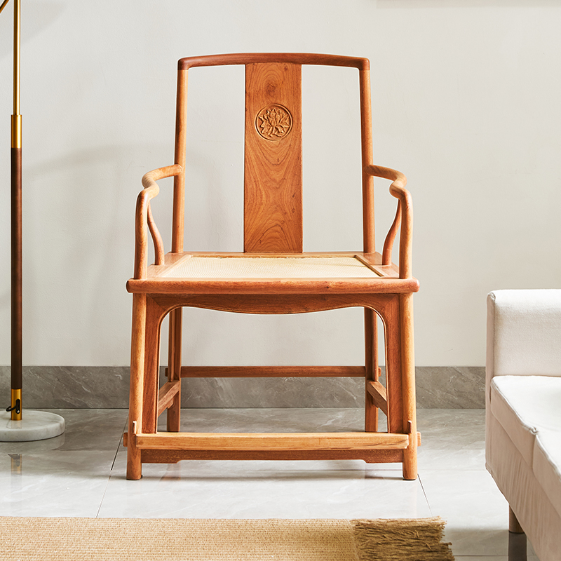 红木家具缅甸花梨木大扇形南宫椅实木南官帽椅圈椅大果紫檀主人椅