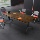 高级胡桃折叠会议桌可移动办公开会书桌拼接培训桌带轮子实木桌子