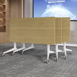 折叠会议桌带轮子可移动拼接培训机构长条桌现代简约办公课桌