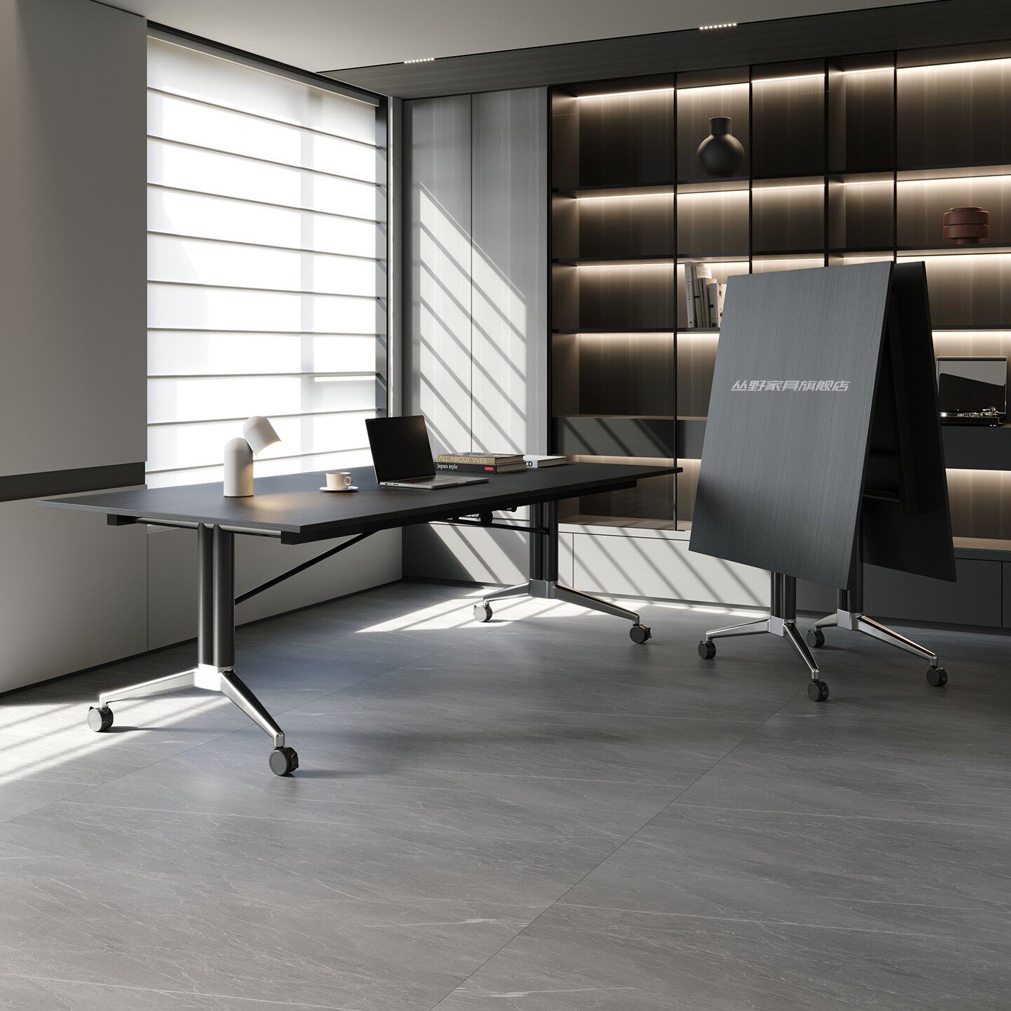 极简风可折叠会议桌椅组合