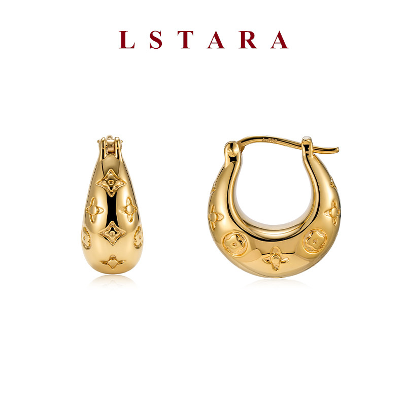 LSTARA星芒月牙耳圈18K金