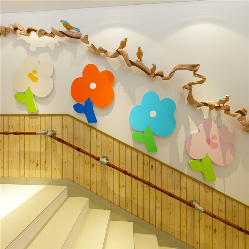 幼儿园花朵环创主题文化楼梯墙面装饰成品环境布置材料画室美术教