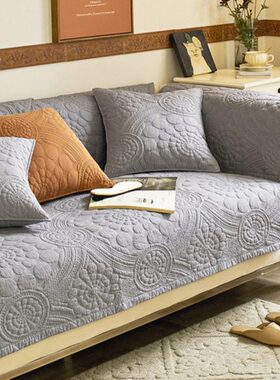 CIMO全棉沙发垫四季通用2024新款防滑坐垫简约法式复古沙发套罩巾