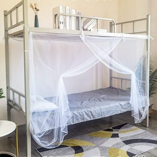 单门0.9m宿舍上下铺男女寝室单人床家用加密老式 大学生蚊帐新款 绑