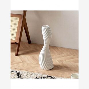 北欧风长款细高陶瓷花瓶黑色电视墙高款装饰花器格栅玄关柜摆件