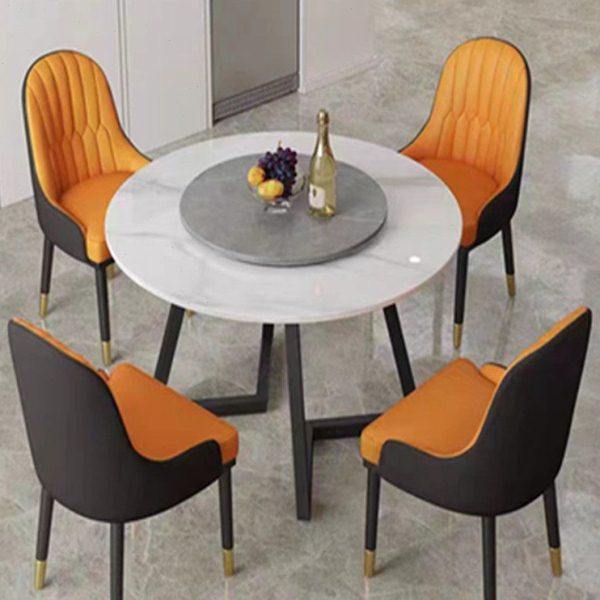 意式圆形餐桌岩板家用小户型现代简约轻奢转盘吃饭桌子餐桌椅组合,住宅家具,岩板餐桌,淘宝优惠券,粉丝福利购,淘宝优惠卷