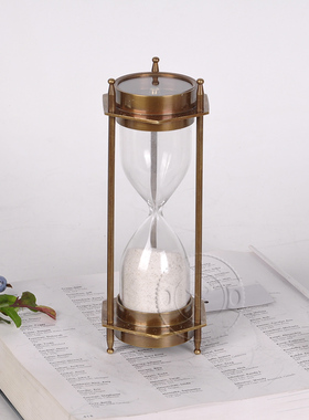 进口简约纯铜沙漏摆件p 北欧式创意家居软装饰品客厅电视柜摆设