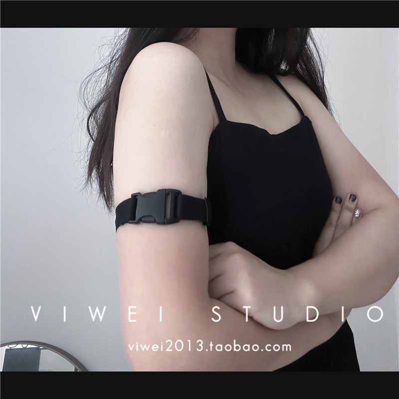 超A机能风工装格 s臂环腿环项圈暗黑多用锁扣弹力蹦迪舞蹈臂