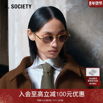 A.SOCIETY Silver&Gold系列925银圆形全框老钱风男女墨镜BENTLY