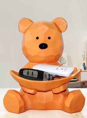 新款暴力熊收纳摆件客厅玄关进门钥匙收纳盒轻奢桌面装饰乔迁礼物