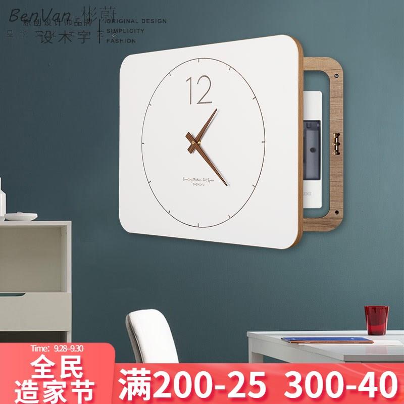 设木宇电表箱装饰画带配电竖款现代简约遮挡钟表电箱时钟北欧定做