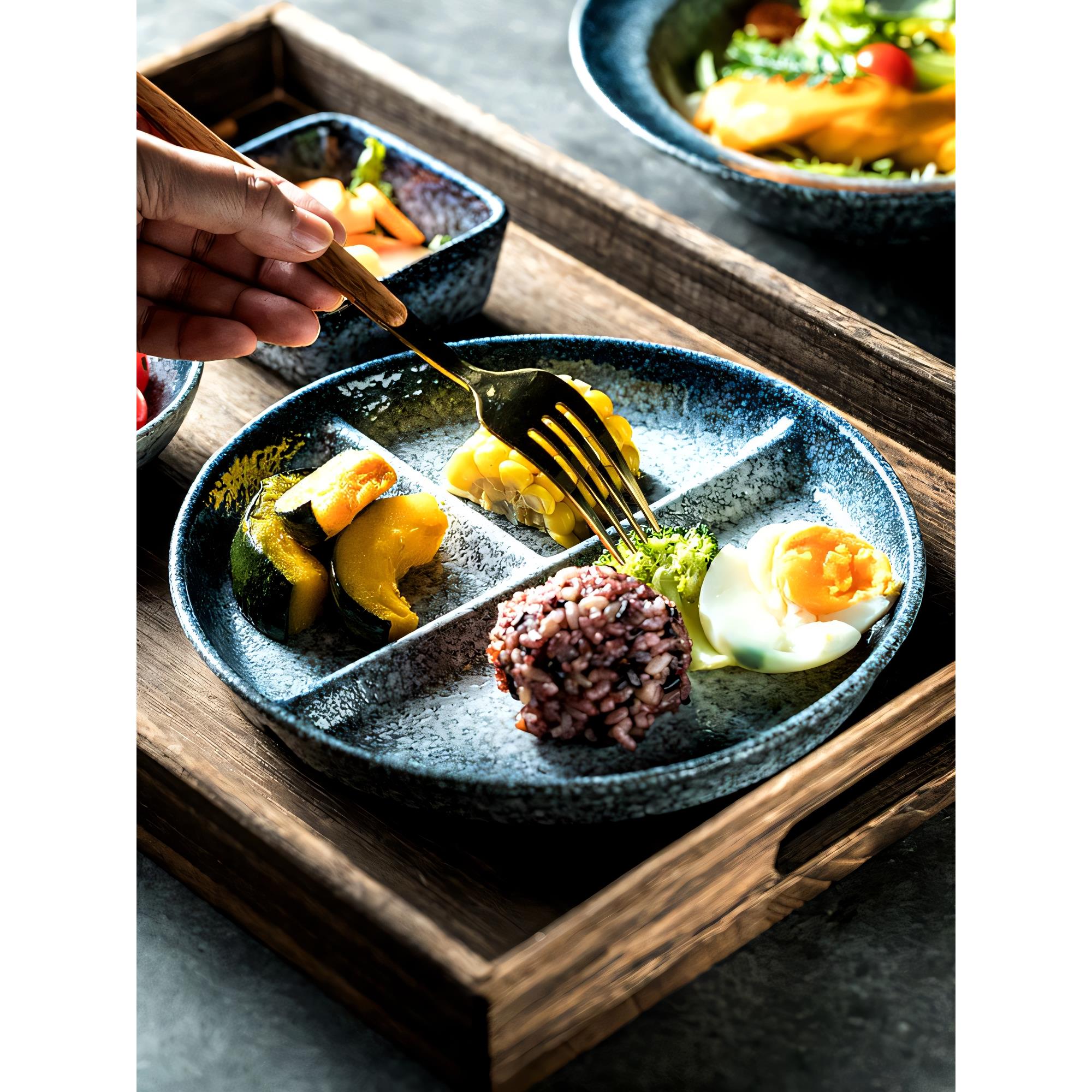 定量分餐盘、减脂分餐盘、高端分餐盘、单人餐具、减肥陶瓷三分餐