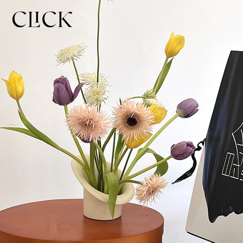 Click展口插花器皿剑山固定新中式陶瓷艺术摆件展厅商用家居装饰