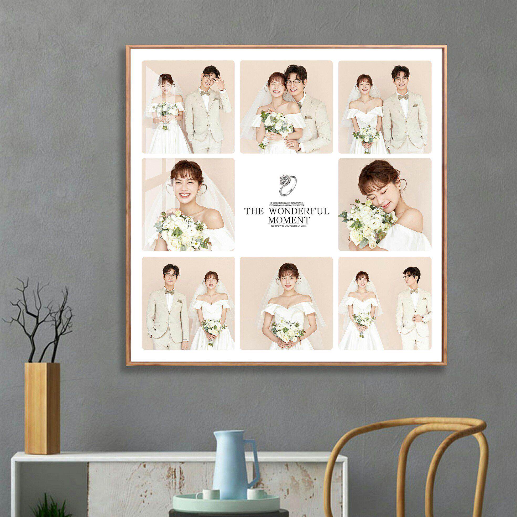韩式九宫格相框挂墙婚纱照放大儿童宝宝水晶照片影楼创意组合定制