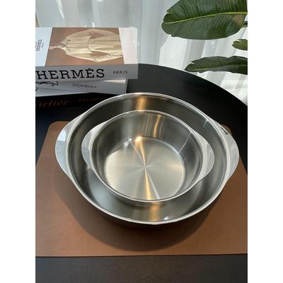 Chockmen 18-10不锈钢带耳盆三层钢加厚火锅盆水煮鱼盆电磁炉可用