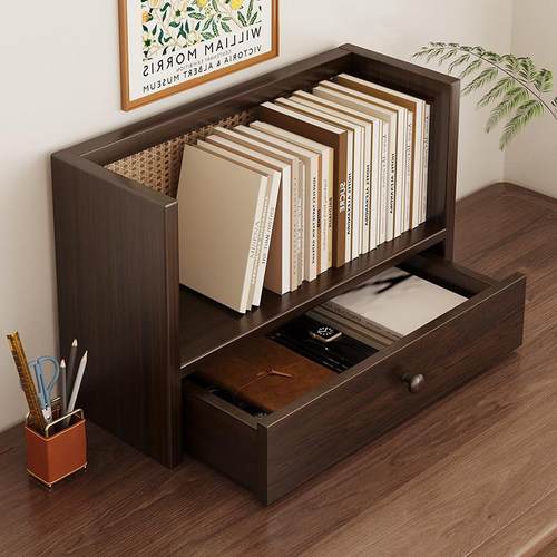 桌面实木书架简易置物架靠墙办公家用学生桌上多层书立收纳储物架