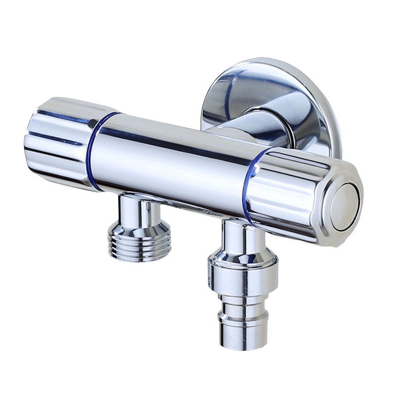 全铜一进二出三角阀三通一分二双控双开马桶开关阀门洗衣机水龙头