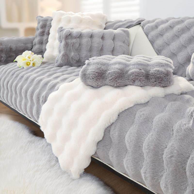 德国沙发垫秋冬款坐垫冬季固定防滑2025新款皮毛绒盖布沙发套罩巾