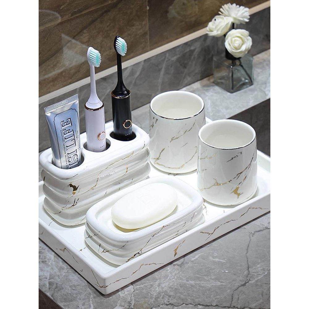 德国陶瓷漱口杯2025新款轻奢家用高颜值台面洗漱杯牙刷置物架套装