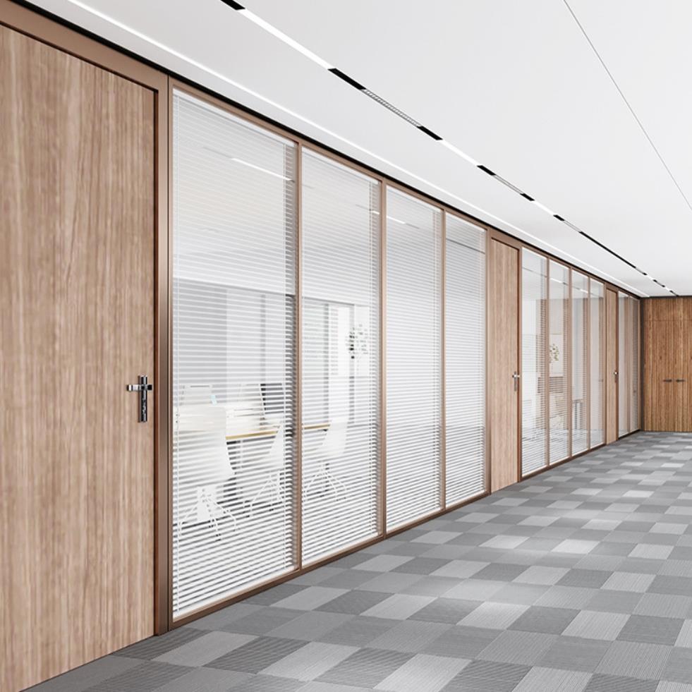 深圳广州东莞惠州 办公室玻璃百叶隔断墙降噪隔音铝合金玻璃隔断