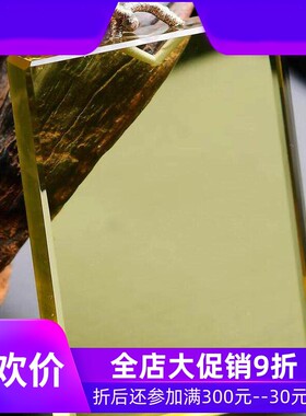收藏级天然巴西柠檬黄水晶无事牌吊坠项链毛衣链晶体通透83.8g即
