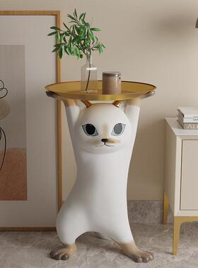 妖娆猫茶几迎宾大型客厅电视柜沙发旁落地托 托盘乔迁新婚礼物大