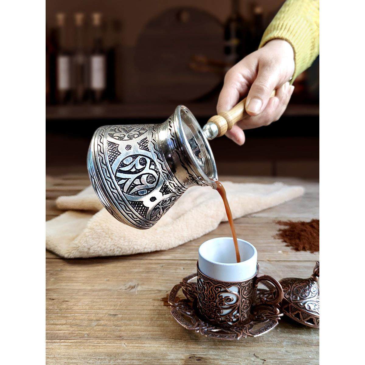 土耳其咖啡壶铜进口纯手工紫铜器具复古银色挂耳围炉煮茶煮咖啡壶,餐饮具,咖啡壶,淘宝优惠券,粉丝福利购,淘宝优惠卷