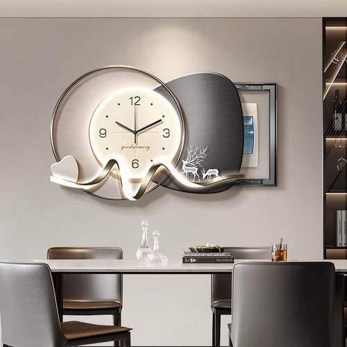 时来运转电表箱装饰画 画带钟表饭厅配电箱挂画 画轻奢九鱼电箱遮