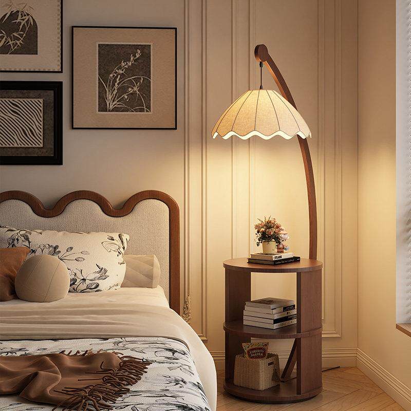 客厅落地灯沙发旁高级感卧室床头灯现代简约轻奢复古置物立式台灯