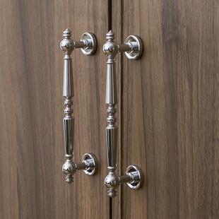 INDOORS法式覆古柜门把手整体橱柜衣柜门鞋柜黄铜镀银色简欧双孔